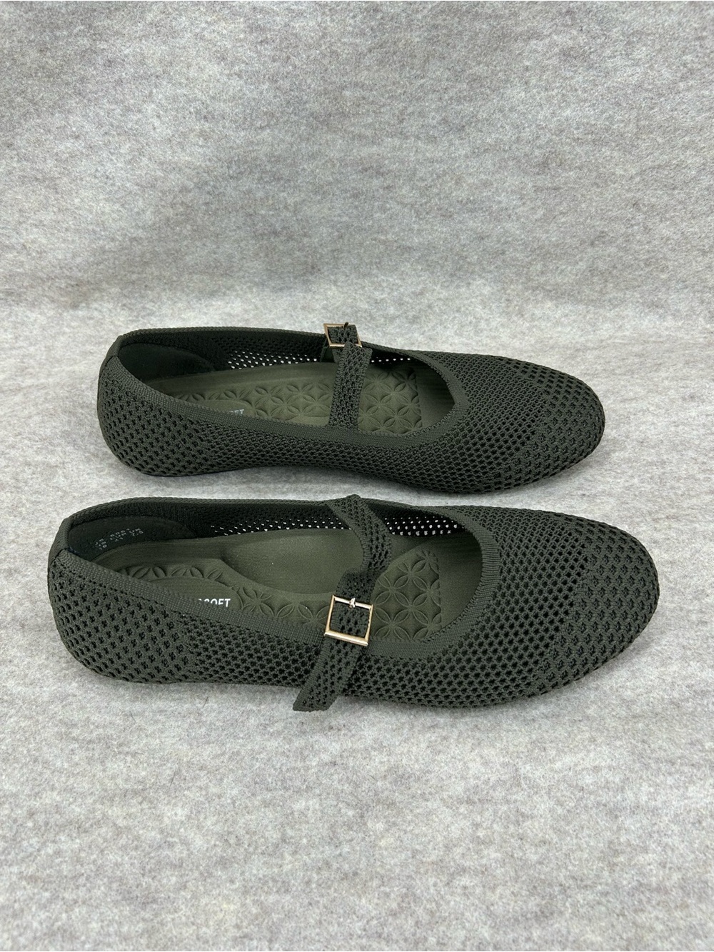 Frank Mully knit Mary Jane flats olive green 10 ballet comfort twee minimalist